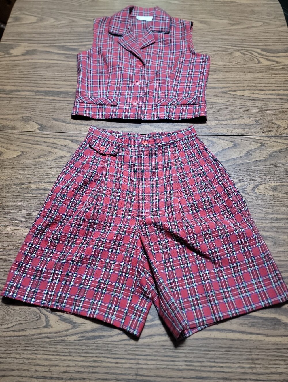 Vintage Petite Sophisticate & Co. Plaid Vest And Short Set Size 2 See Below